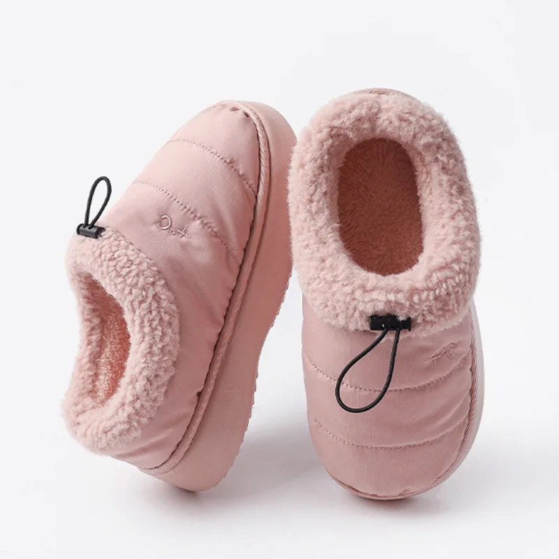 Asgard Women Fluffy Cotton Shoes Antiskid Waterproof Men Outdoor Down Slippers Winter New Fur Slides Warm Plush House Slippers