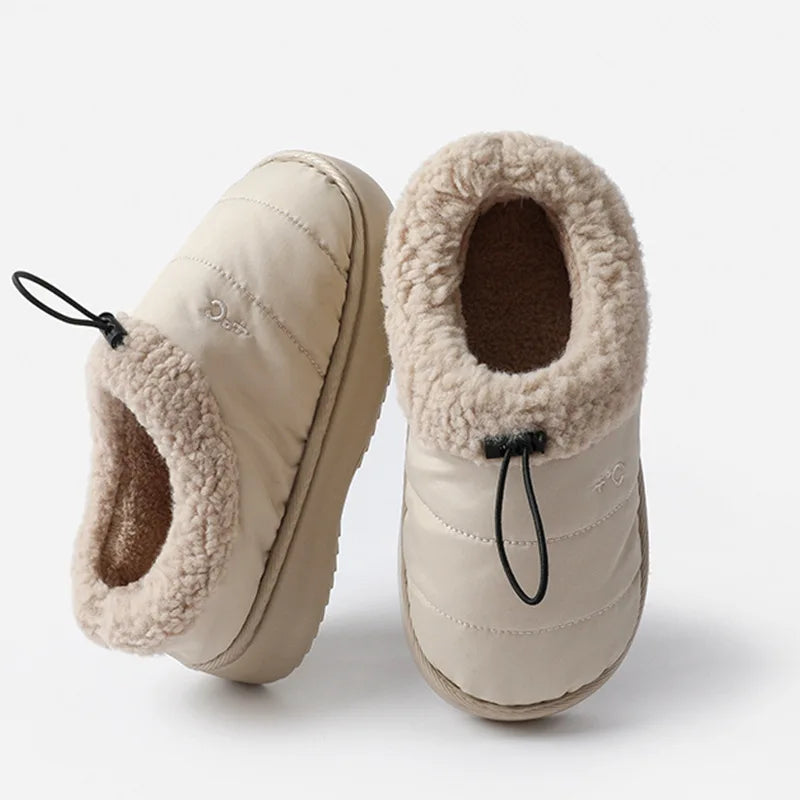 Asgard Women Fluffy Cotton Shoes Antiskid Waterproof Men Outdoor Down Slippers Winter New Fur Slides Warm Plush House Slippers