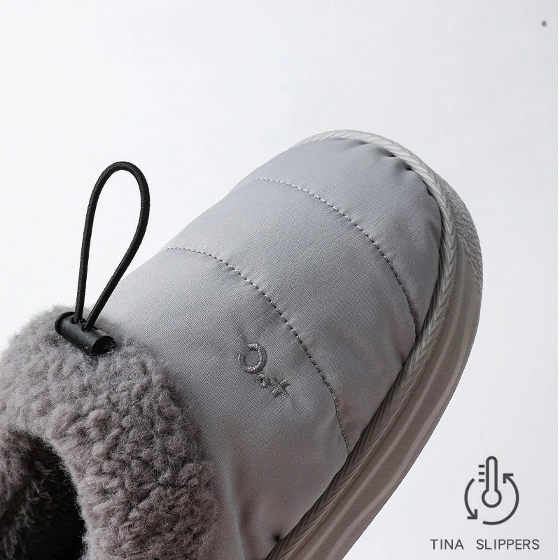 Asgard Women Fluffy Cotton Shoes Antiskid Waterproof Men Outdoor Down Slippers Winter New Fur Slides Warm Plush House Slippers