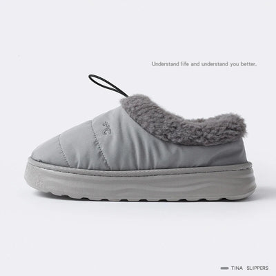 Asgard Women Fluffy Cotton Shoes Antiskid Waterproof Men Outdoor Down Slippers Winter New Fur Slides Warm Plush House Slippers