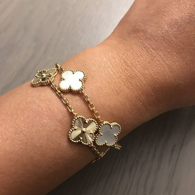 ARMBÅND FIRKLØVER GLÜCK HVID